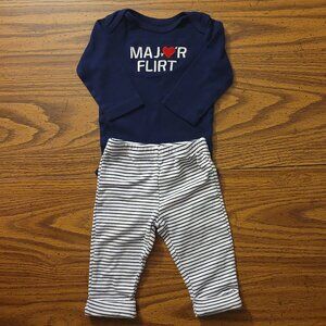 Carter's Navy Blue Major Flirt Long Sleeve Onesie & White/Navy Blue Stripe Pants
